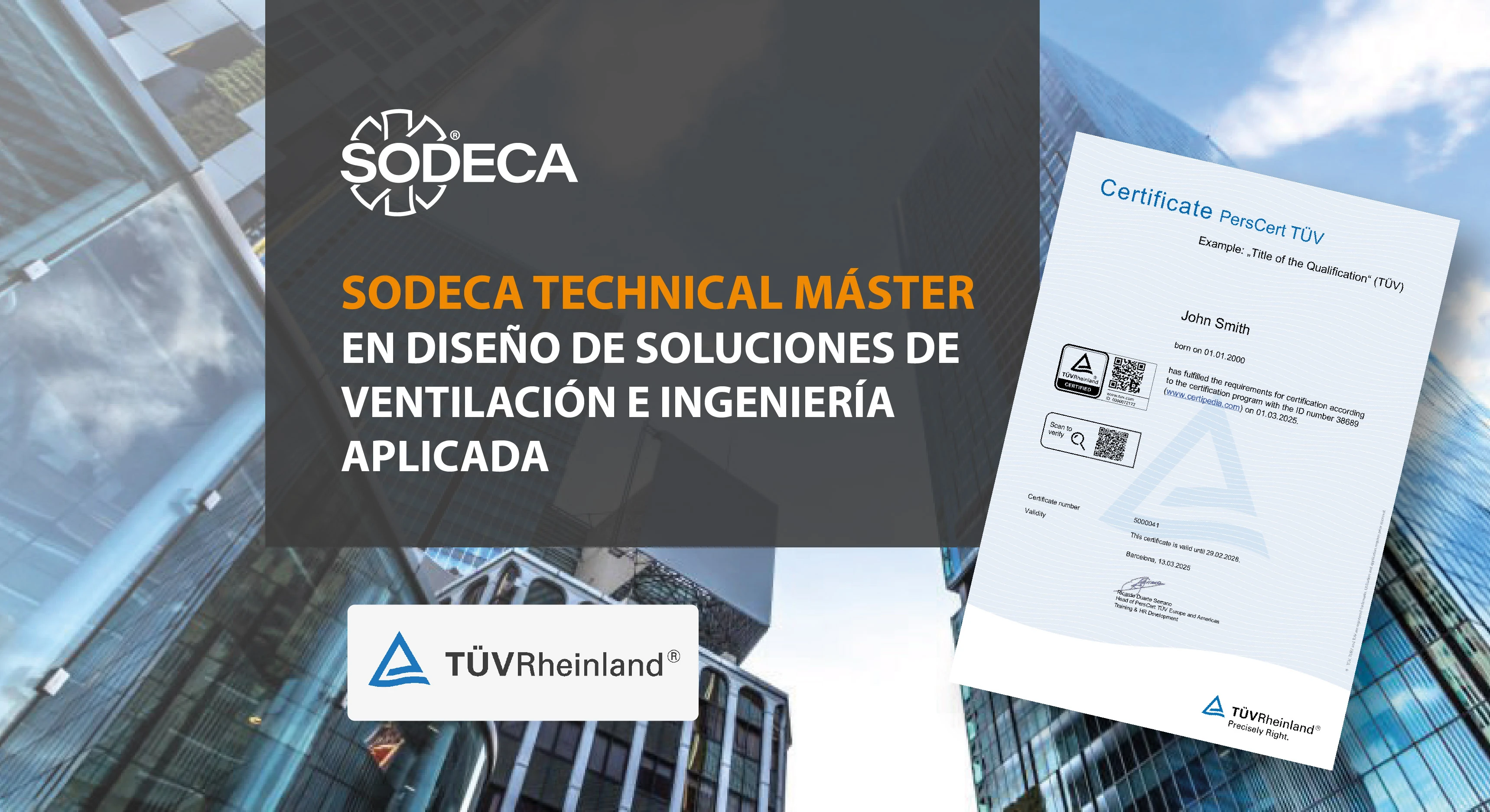 SODECA Technical Máster: formación especializada en ventilación con opción a obtener la certificación TÜV Rheinland