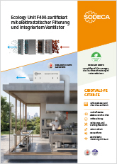 ECOLOGY UNIT F400-ZERTIFIZIERT MIT ELEKTROSTATISCHER FILTERUNG UND INTEGRIERTEM VENTILATOR